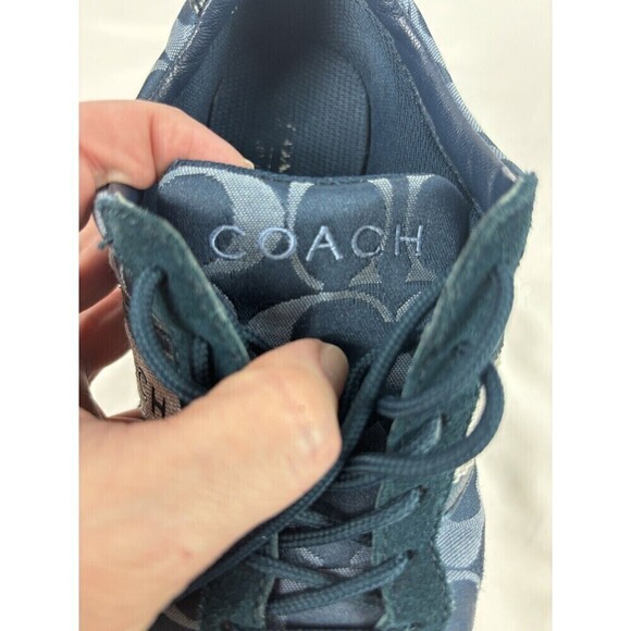 Coach Jayme Sneakers Blue 5.5 M Logo Print Retro Style Low Profile - Picture 6 of 8